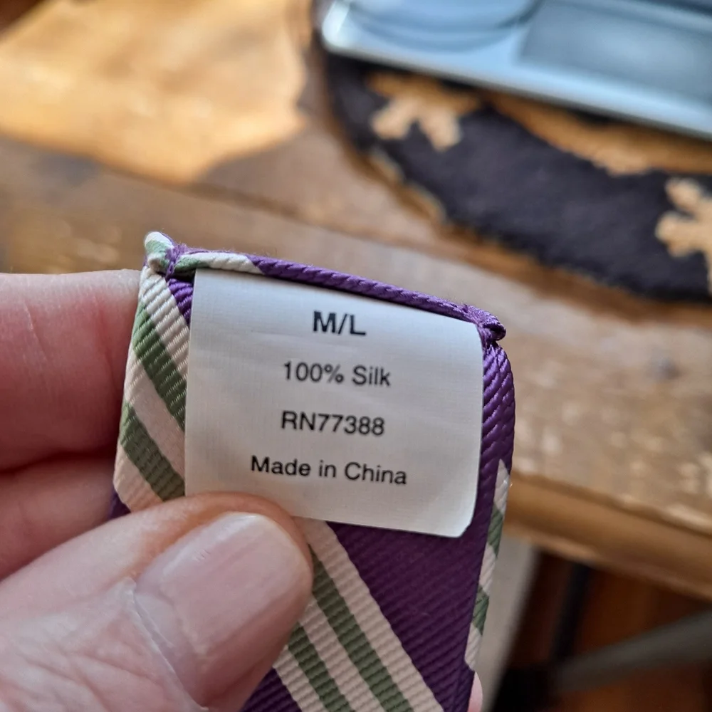 J. Crew Purple And Green Stripe Silk Tie Double D Ring Belt - Picture 3 of 10